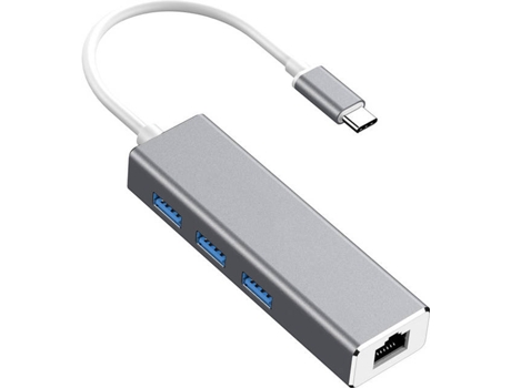 Adaptador HOWEI Type-C to rj45 Network Card 4-in-1 (100 m - Cinzento)
