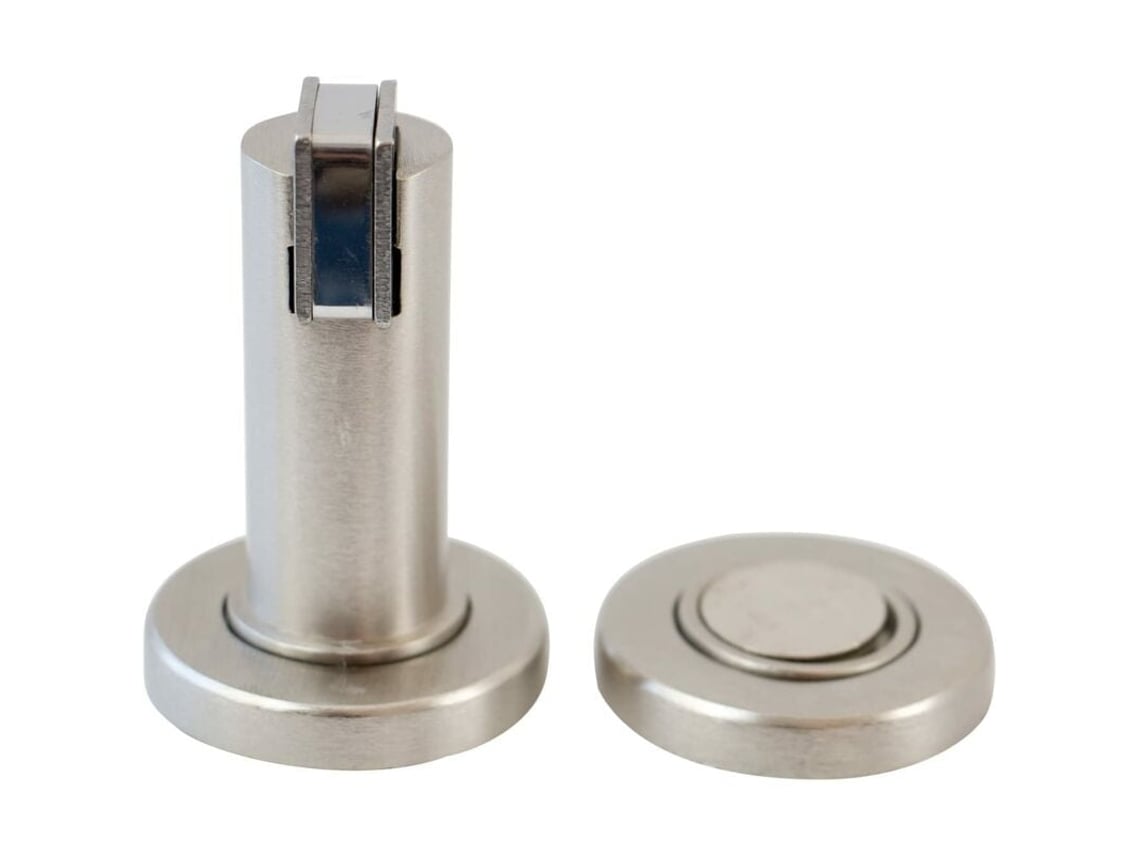 Batente De Porta Magnético Ms010 Com Acabamento Em Aço Inoxidável. Material Para Montagem Em Piso E Parede, à 5 Cm, H 8,4 Cm. Aquaforge