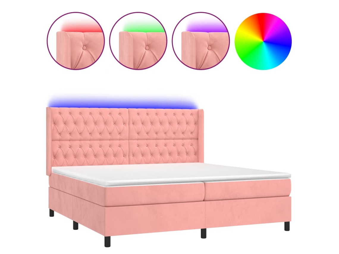 Box Spring Bed, Box Spring Beds Vidaxl Cor-de-rosa Veludo (180 X 200 Cm)