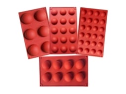 Conjunto De 4 Moldes De Silicone 3d Em Formato De Bola, Meia Esfera, Para Confeitaria Caseira, Pudim, Mousse, Chocolate E Bolo. Acessórios De Cozinha.