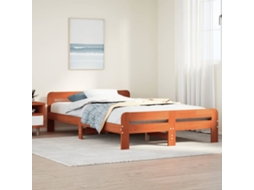 Vidaxl Cama Sem Colchão 135x190 Cm Madeira Pinho Maciça Castanho-mel