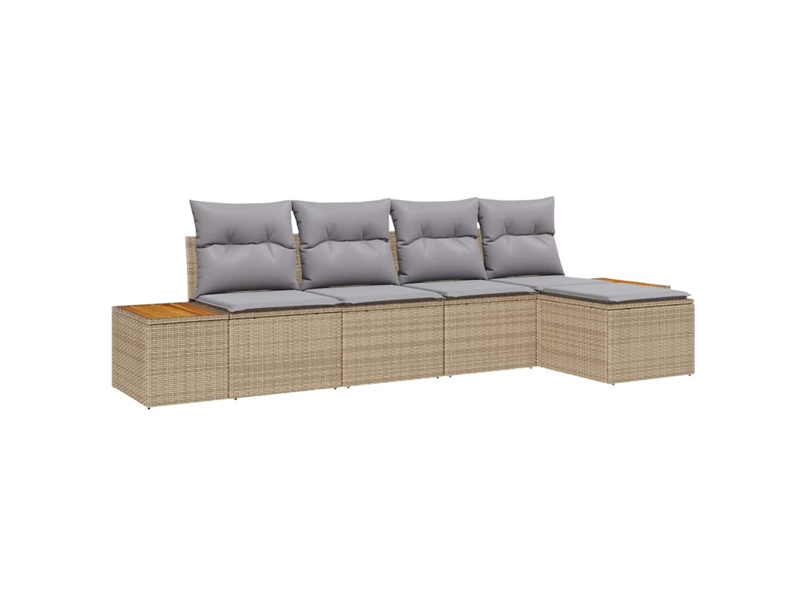 Maison Exclusive - Conjunto De Sofá De Jardim 6 Pcs Bege E Cinza Claro Polirattan
