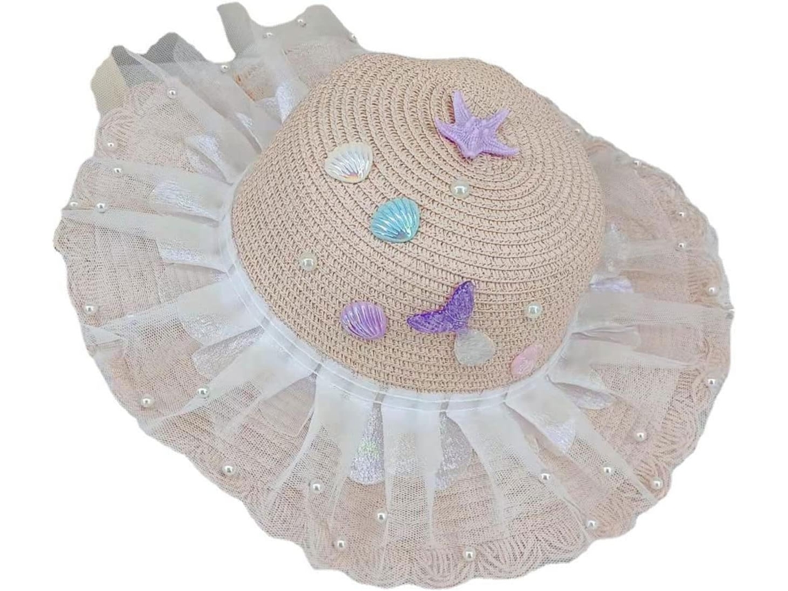 Chapéu Cloche Dobrável Com Acabamento Em Renda Para Meninas, Tamanho 2 (único).