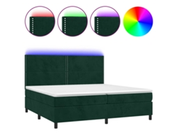 Cama Box Spring C/ Colchão/Led 200x200 Cm Veludo Verde Escuro MAISON EXCLUSIVE