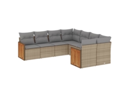 Conjunto de 8 Sofás para Jardim com Almofadões Vime Pe Bege MAISON EXCLUSIVE (8 pcs)