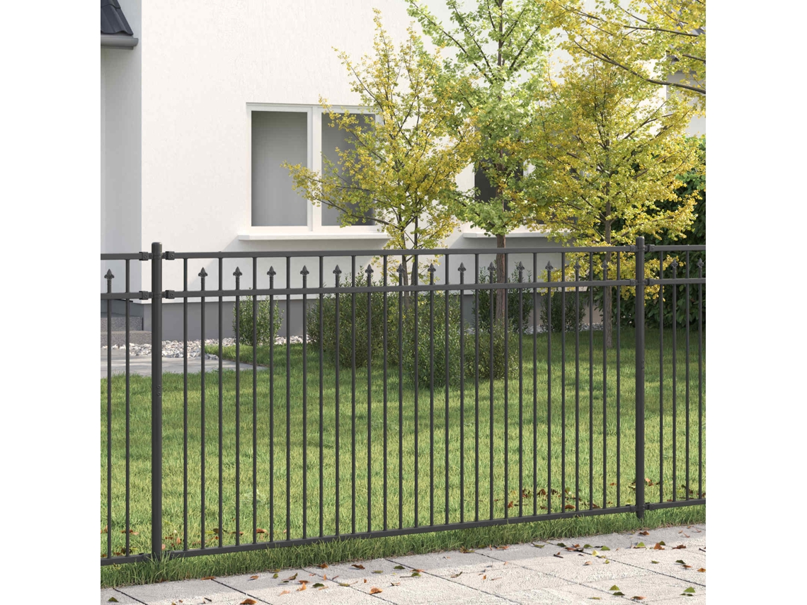 Vidaxl Cerca Com Espeto Baarlo 200 X 150 Cm Aço Revestido A Pó Preto