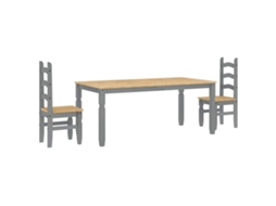 Conjunto de 3 Pcs de Jantar Panama Madeira Pinho Maciça MAISON EXCLUSIVE