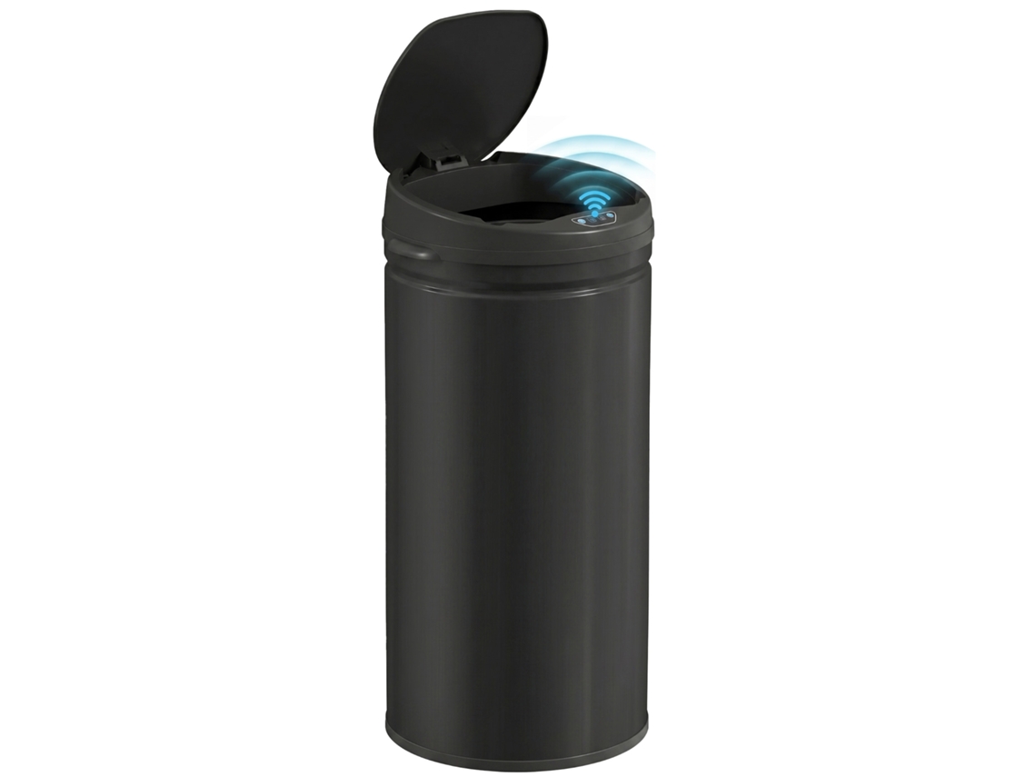 Poubelle Cuisine Automatique 42l Acier Inoxydable, Poubelle À Couvercle À Fermeture En Douceur, 30,5x30,5x68cm, Noir