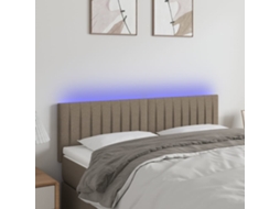 Cama com Cabeceira Luzes Led Cinza PANGSHIYUAN Madeira Tecido Cinzento (144x5x78)