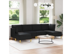 Vidaxl Conjunto De Sofá Modular Com Armazenamento 6 Unid. Preto Tecido