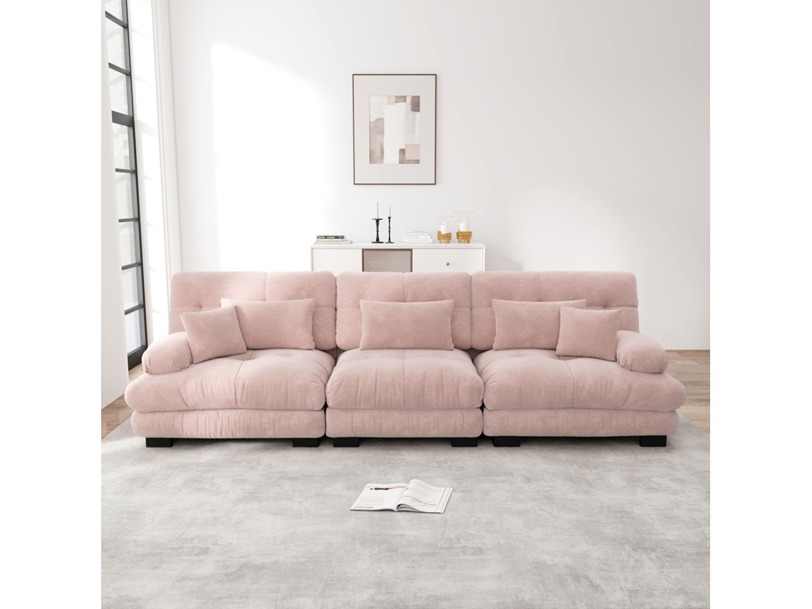 Sofá Modular Canto 3l Rosa, Cama, Chenille.-kd