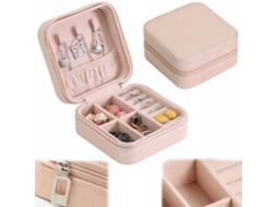 Caixa De Jóias Com 3 Suportes E Bolsos 0,5 X 10,5 X 5,5 Cm Couro Verde Rosa