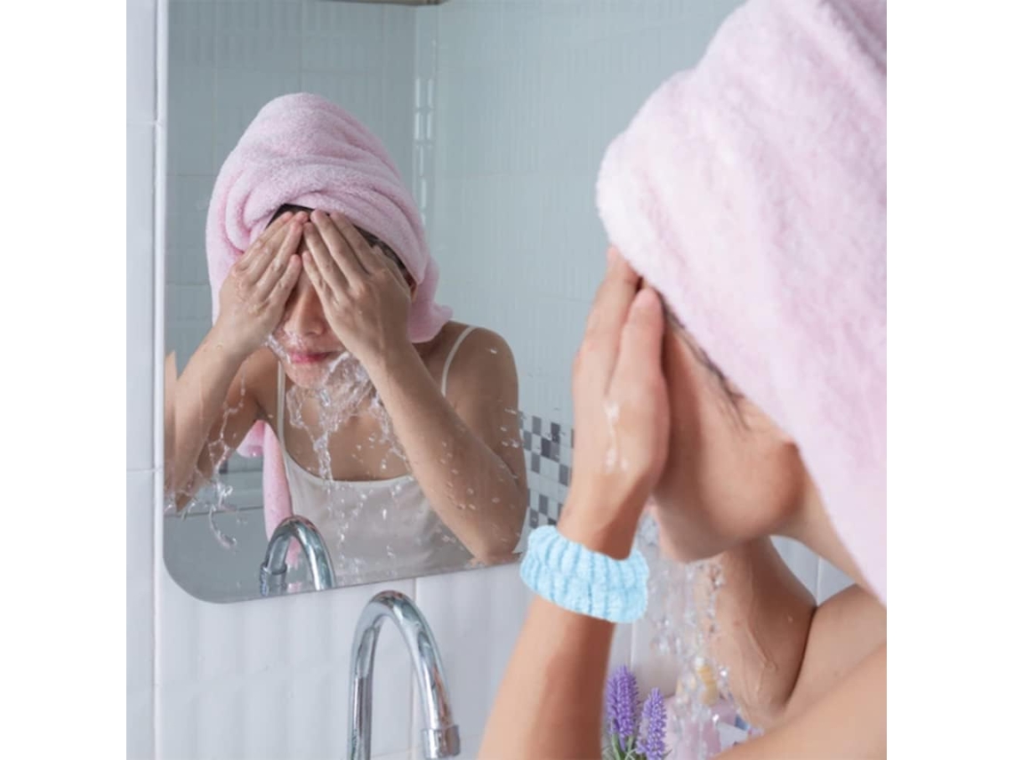 Kimiss 4 pares de pulseiras absorventes para higiene facial e cuidados com a pele sem necessidade de spa – Fibra para cuidados com a pele, maquiagem e ioga.