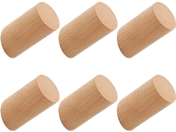 Ganchos De Parede Madeira, Conjunto Com 6 Resistentes Para Pendurar
