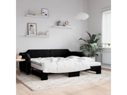 Vidaxl Sofá-cama Com Gavetão E Colchões 90x200 Cm Tecido Preto