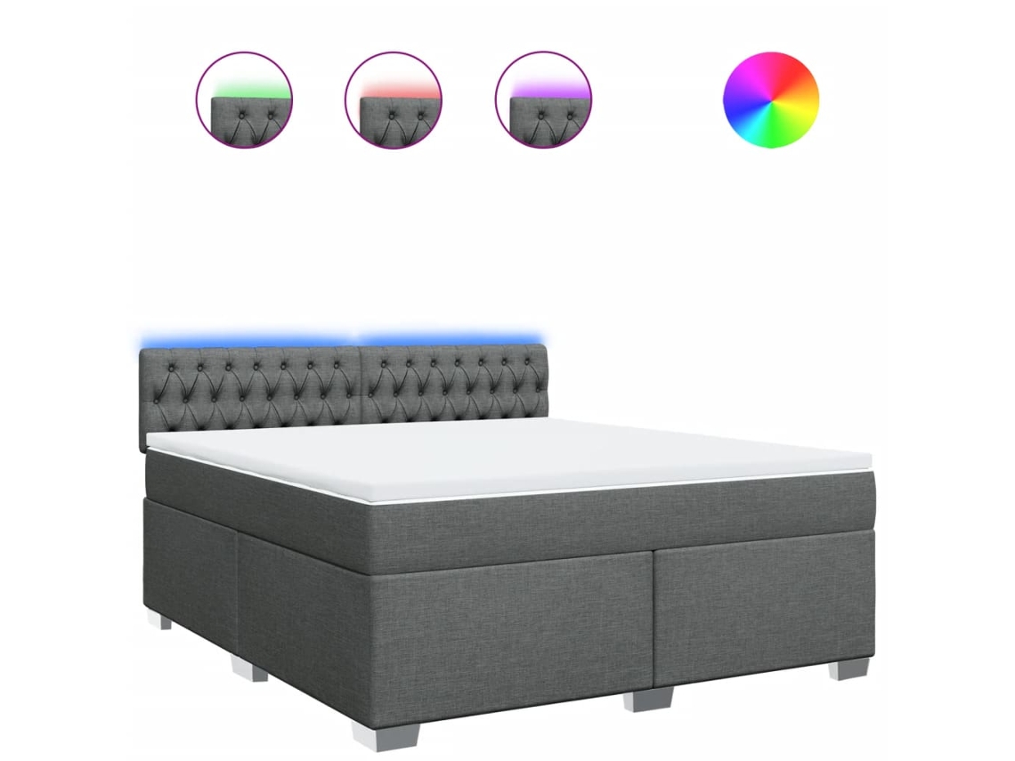 Box Spring Bed, Box Spring Beds Vidaxl Cinzeto Tecido (180 X 200 Cm)