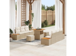 Vidaxl Conjunto De Sofá De Jardim Com Almofada 9 Pcs Bege E Creme