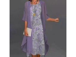 2026 vestido Boho para Mulher com Cardigã Estampado Floral Casual Duas Peças S2024123014869