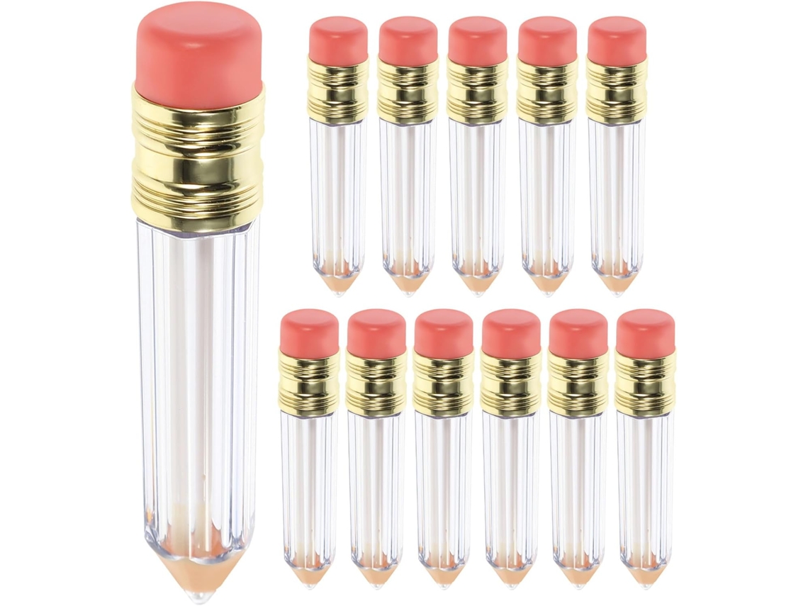 Tubos De Brilho Labial Vazios, Inodoros, Em Plástico, Pacote Com 12 Unidades, Formato De Lápis.