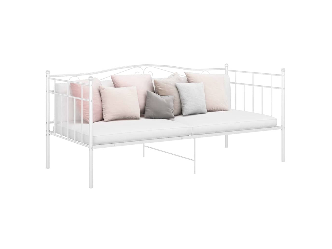 Vidaxl Sofá-cama 90x200 Cm Metal Branco