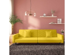 Vidaxl Sofá-cama 2 Lugares Com Duas Almofadas Veludo Amarelo