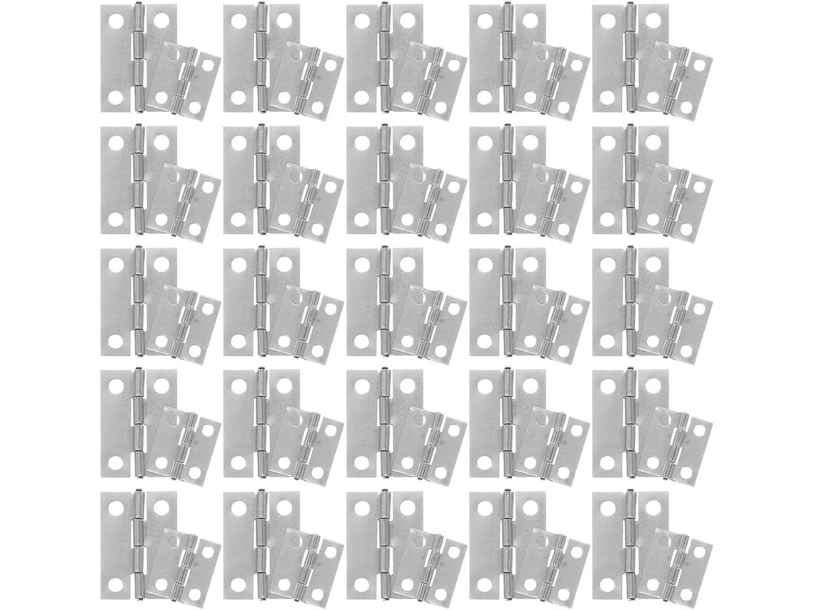 Conjunto De 60 Mini Dobradiças Ferro Prateado Para Ferragens Caixas Pequenas