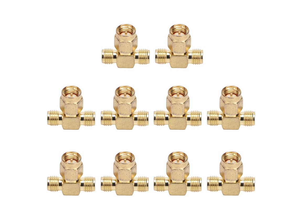 10 Pcs Adaptador Sma Tee Conector Coax Ofc Banda Larga 50ω para Sistema Gps e Equipamentos de Comunicação