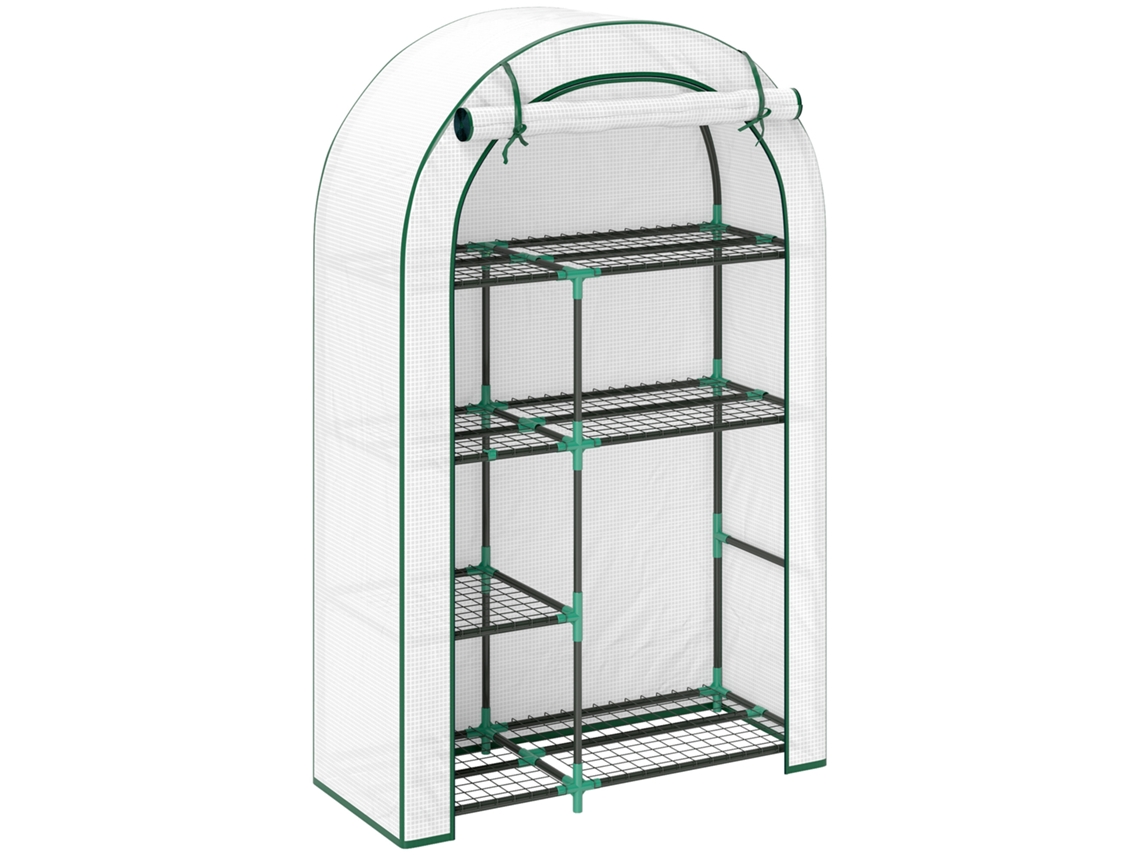 Estufa Telhado Redondo Branca 100x45x160cm Cultivo VOLTEDGE
