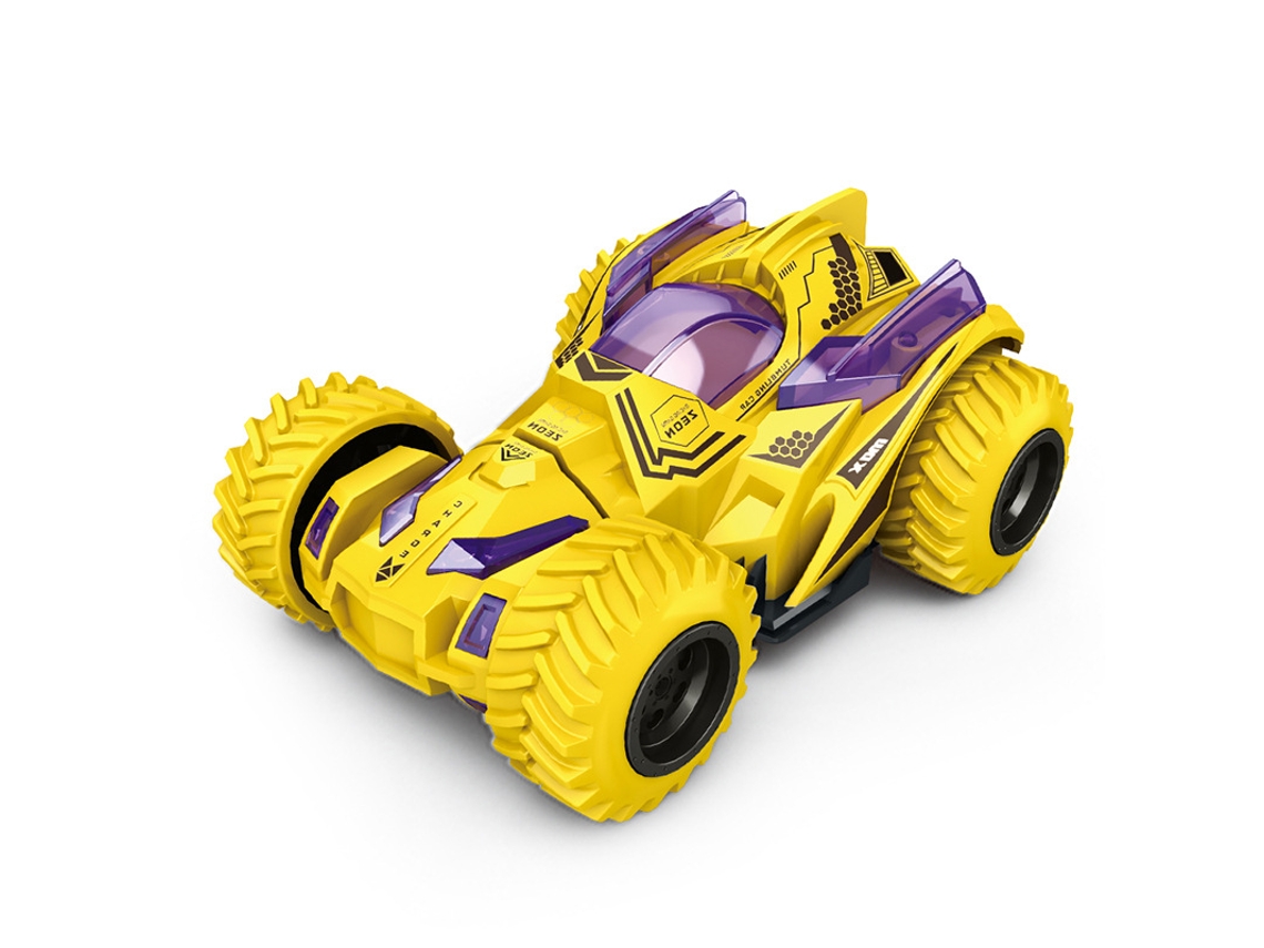 Carrinho de Brinquedo de Quatro Rodas com Inércia, Tração Dupla, Pode Virar e Se Mover Após uma Colisão. MDUG (amarelo e Roxo)