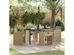 Vidaxl Conjunto De Jantar Para Jardim 5 Unid. Bege Vime Pe
