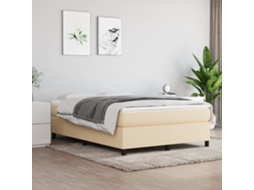 Vidaxl Cama Com Molas/colchão 140x190 Cm Tecido Cor Creme
