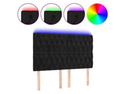 Cabeceira de Cama com Luzes Led Veludo Preto MAISON EXCLUSIVE (144x7x118 cm)