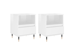 Bedside Cabinet, Bedside Cabinets Vidaxl Branco Madeira Processada (n/a)