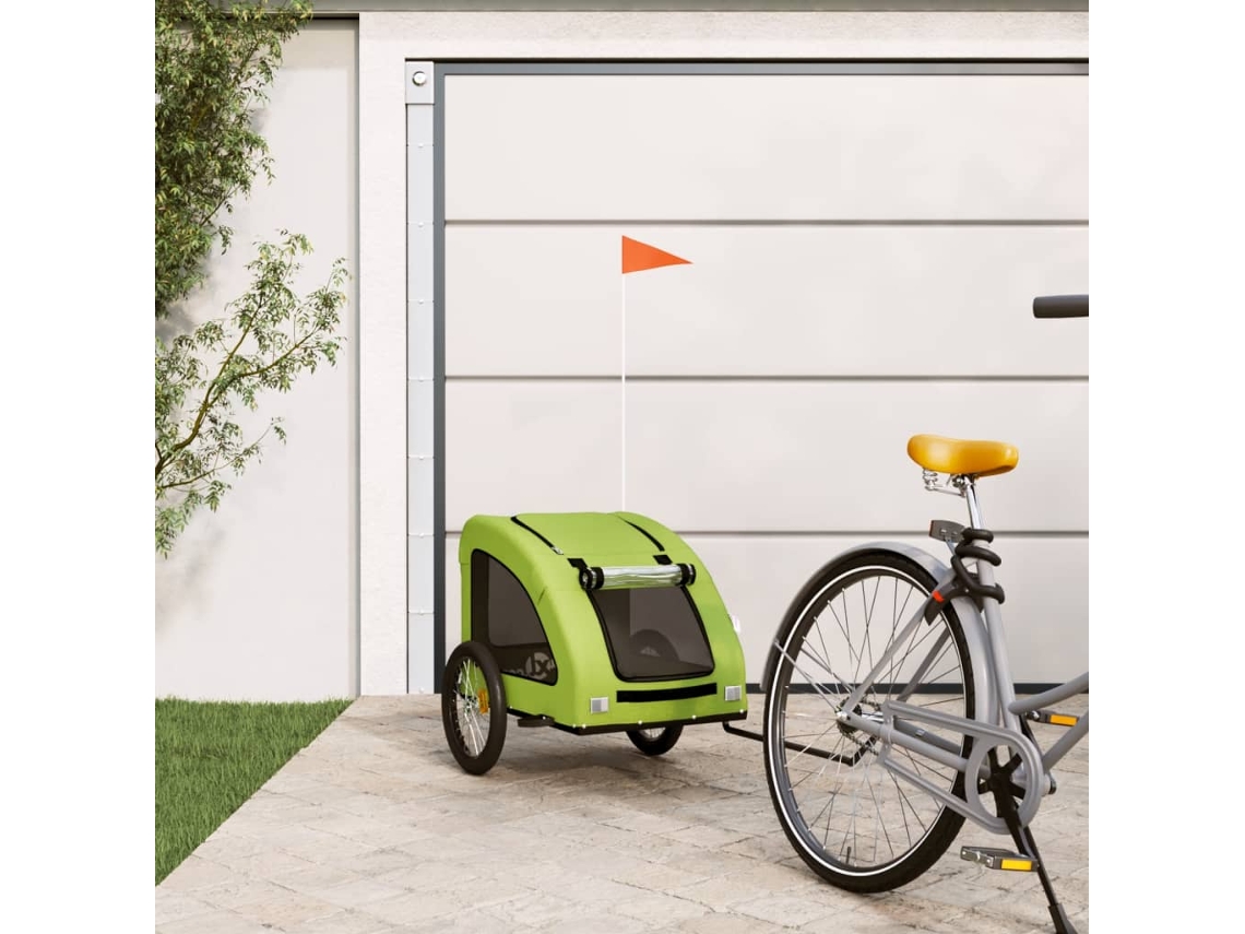 Vidaxl Reboque De Bicicleta P/ Animais Tecido Oxford/ferro Verde