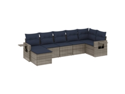 Conjunto de Sofá de Jardim, 7 Peças, Almofadas, Rattan Cinza MAISON EXCLUSIVE