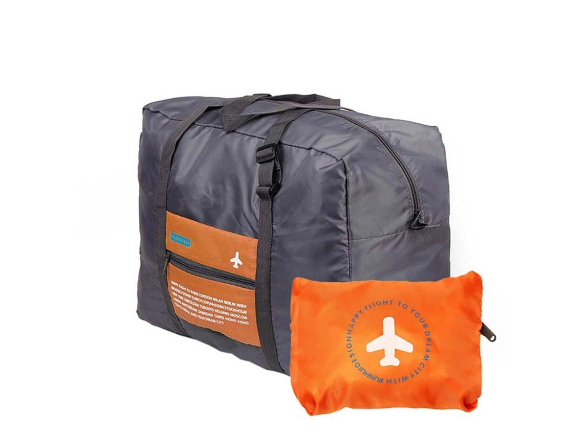 Bolsa Duffle Dobrável com Bolsa de Armazenamento Laranja
