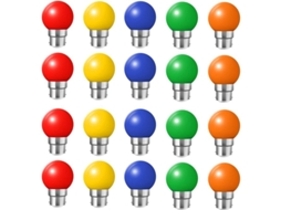 Conjunto de 20 Lâmpadas LED Coloridas B22, 2w