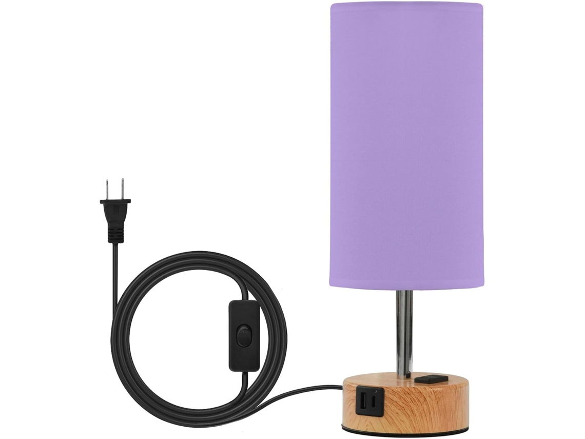 Luminária de mesa pequena Yuiboo, vermelha sólida, com portas USB-C e AE, lâmpadas incluídas, para uso doméstico.