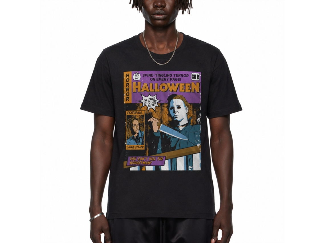 Rockinstone Halloween Movie Horror Comic Black Adult T-shirt Size:s