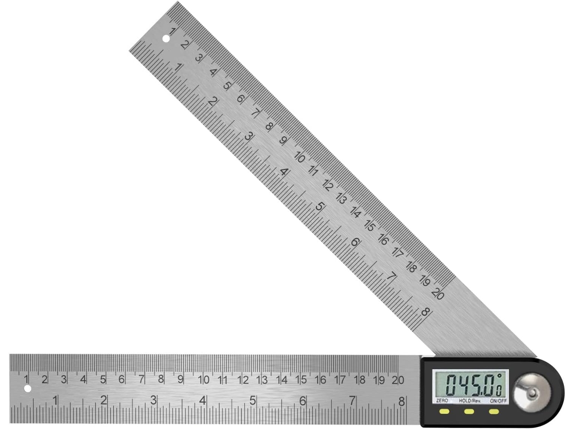 Medidor De Ângulo Digital 0, 360° Inclinômetro Digital Em Aço Inoxidável Com Escala De Ângulo E Visor Lcd Para Marcenaria