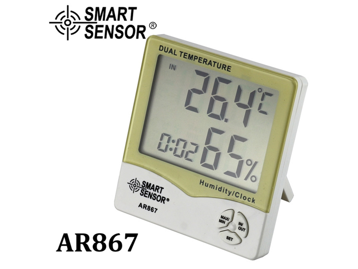 Termômetro Higrômetro Digital Smart Sensor Ar867 Com Alarme E Calendário