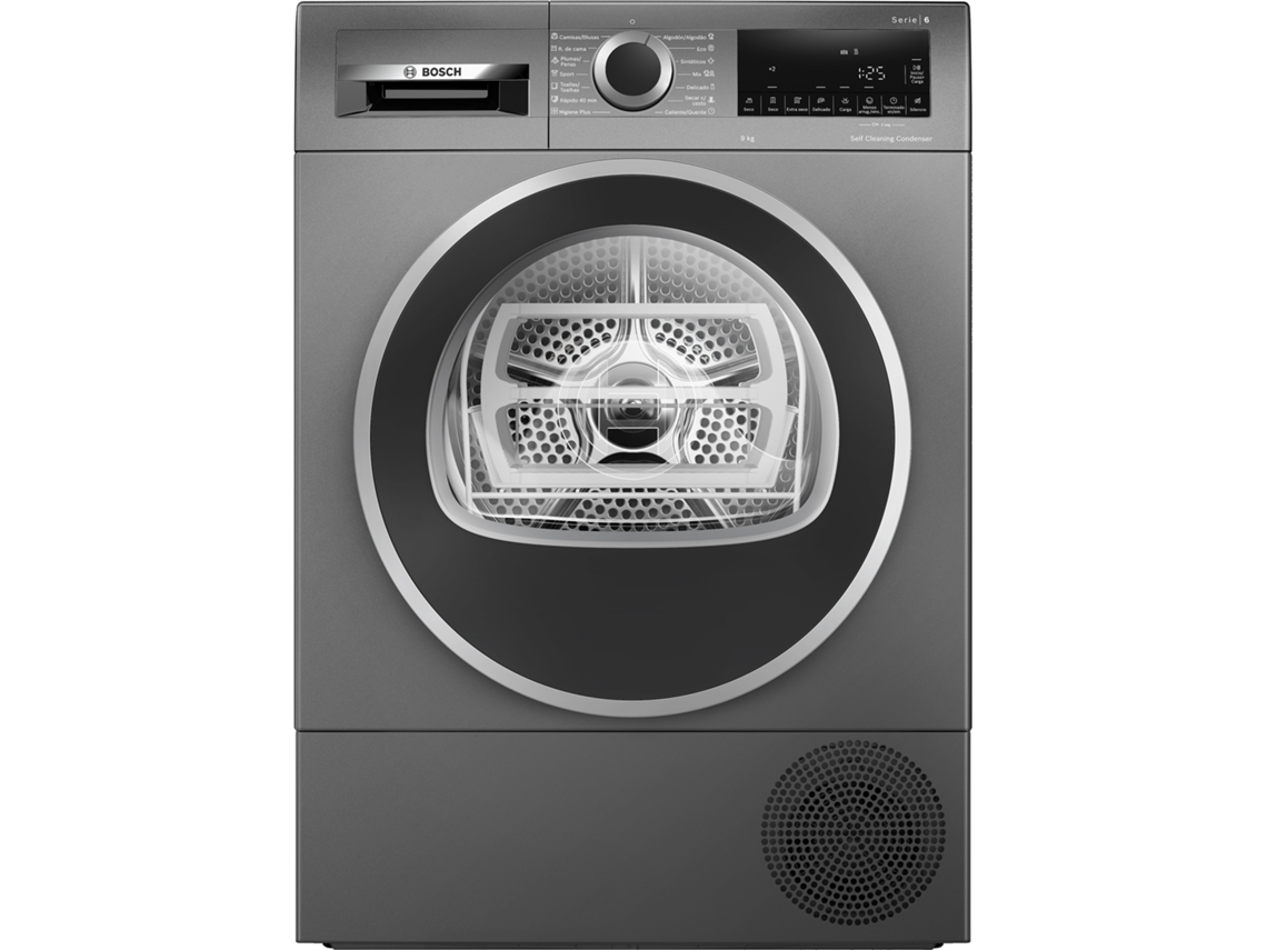 Máquina de Secar Roupa BOSCH WQG245DRES (9 Kg - Bomba de Calor - Cinzento)
