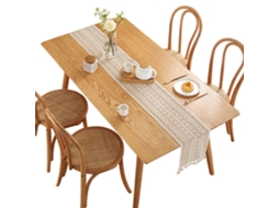 Laxiscreed Toalha De Mesa De Renda Em Algodão Com Tassels E Estilo Boêmio 24x180cm