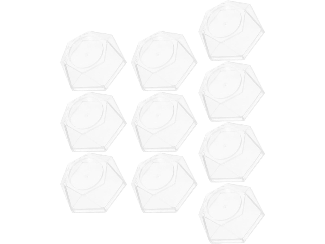 Suportes Hexagonais Transparentes Em Acrílico Para Bolas De Cristal E Minerais, Tamanho Médio, Base Estável Para