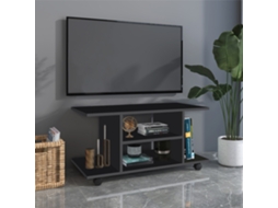 Móvel Para Tv Para Televisores De Até 42 Polegadas Móvel De Tv Com Prateleiras E Rodas Com Travão 80x40x40cm Preto
