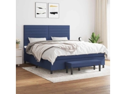 Vidaxl Cama Com Molas/colchão 180x200 Cm Tecido Azul