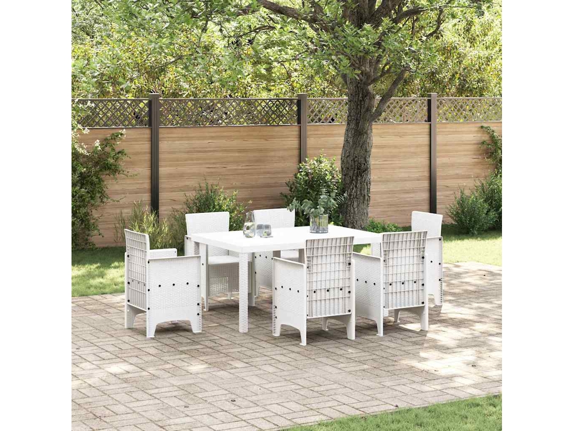 Vidaxl Mesa De Jardim Branco 150 X 100 X 73 Cm Vime Pe