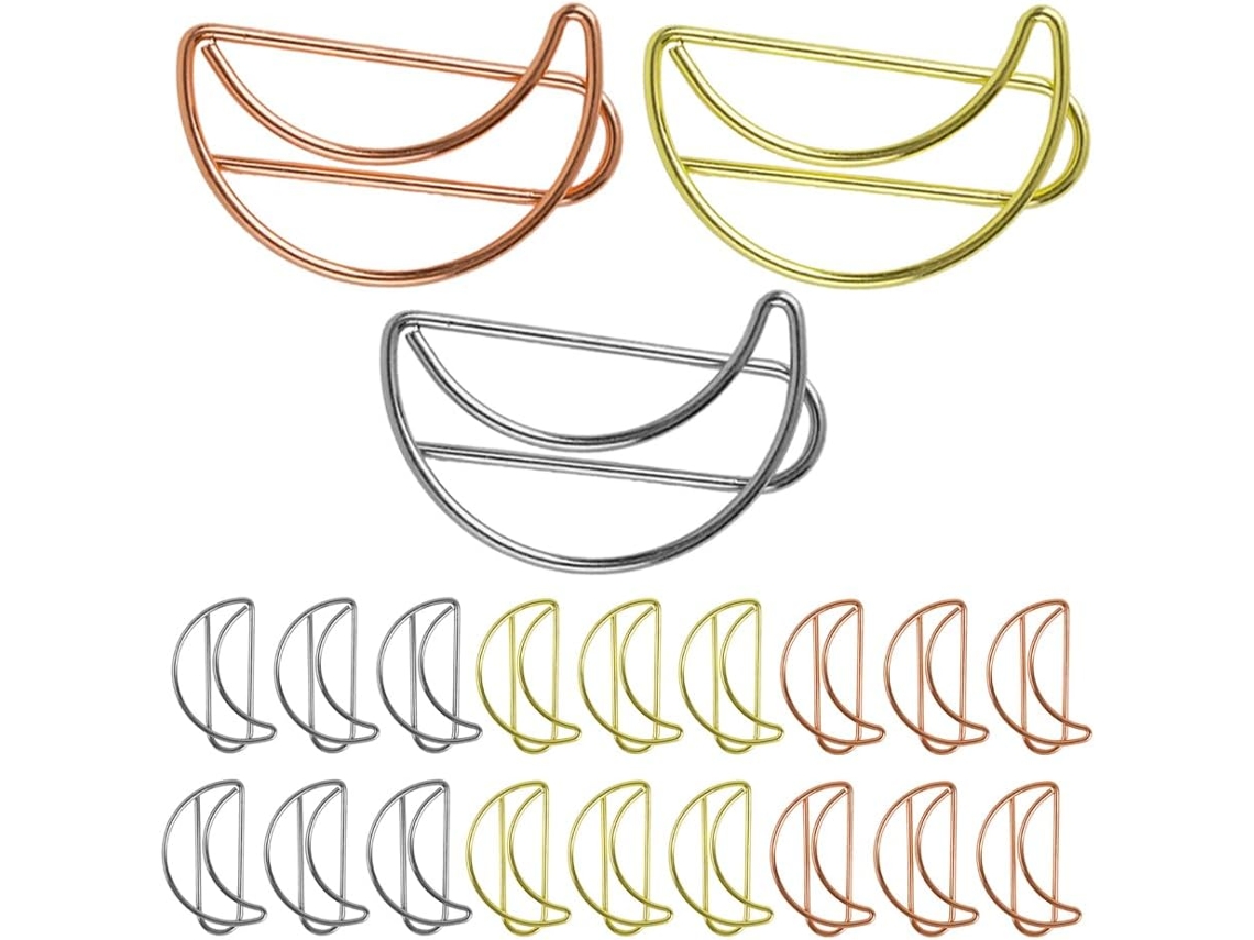 Conjunto Angooily com 90 clipes de papel em formato Lua, clipes decorativos de metal para documentos, organização escolar e