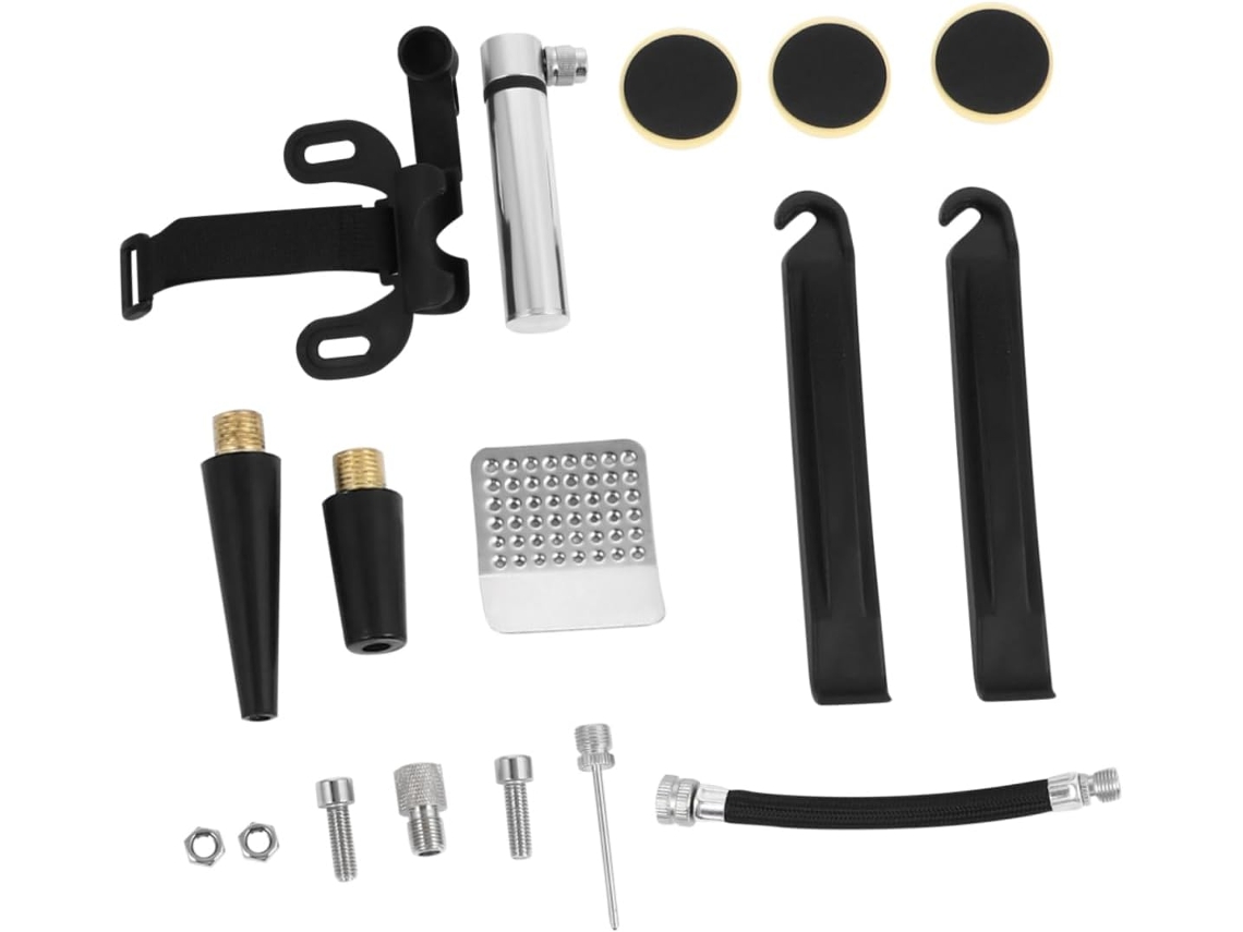 Kit De Reparo Para Bicicletas Com Bomba Portátil De Alumínio, Remendos E Ferramenta Removível Inclu Gokoco
