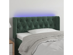 Cabeceira Cama C/ Luzes Led Veludo 93x16x78/88 Cm Verde-escuro